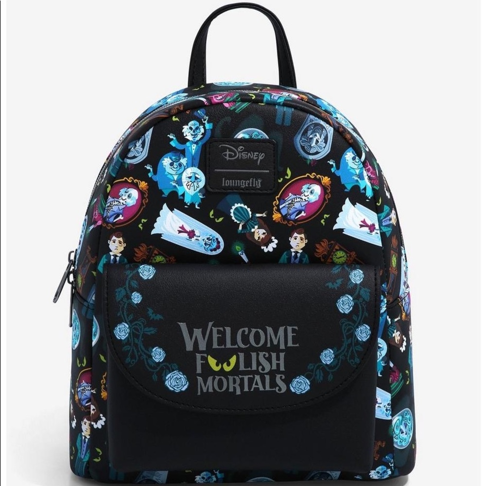 NWT Loungefly Disney The Haunted Mansion Foolish Mortals Mini Backpack.